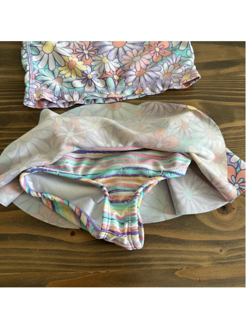 UVSkinz Girls 2T Floral Swim Set UPF 50+ Rash Guard Skirted Bottom Purple